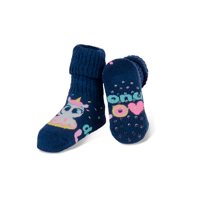 Meia Botinha Antiderrapante Bebê Menina Unicórnio Donuts