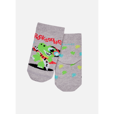 Meia Soquete Bebê Menino Dino Roqueiro