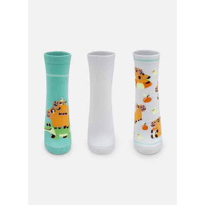 Kit com 3 meias Unissex Teen Capivara Vibes