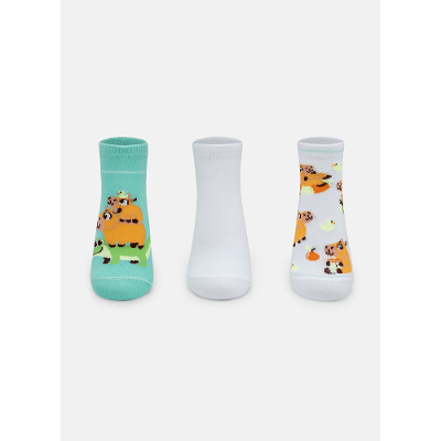 Kit com 3 Meias Cano Curto Kids Unissex Capivara Vibes