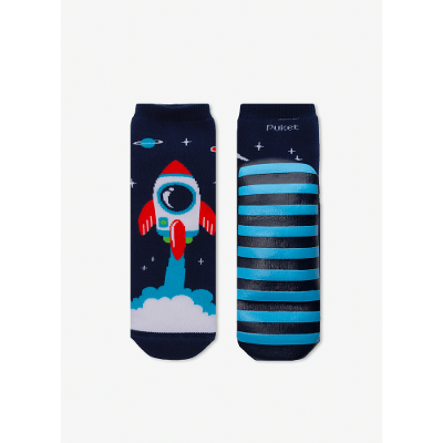 Meia Soquete Com Sola Emborrachada Menino Foguete