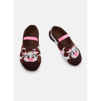 Meia Sapatilha Antiderrapante Bebê Menina Vaca Chocolate - 1