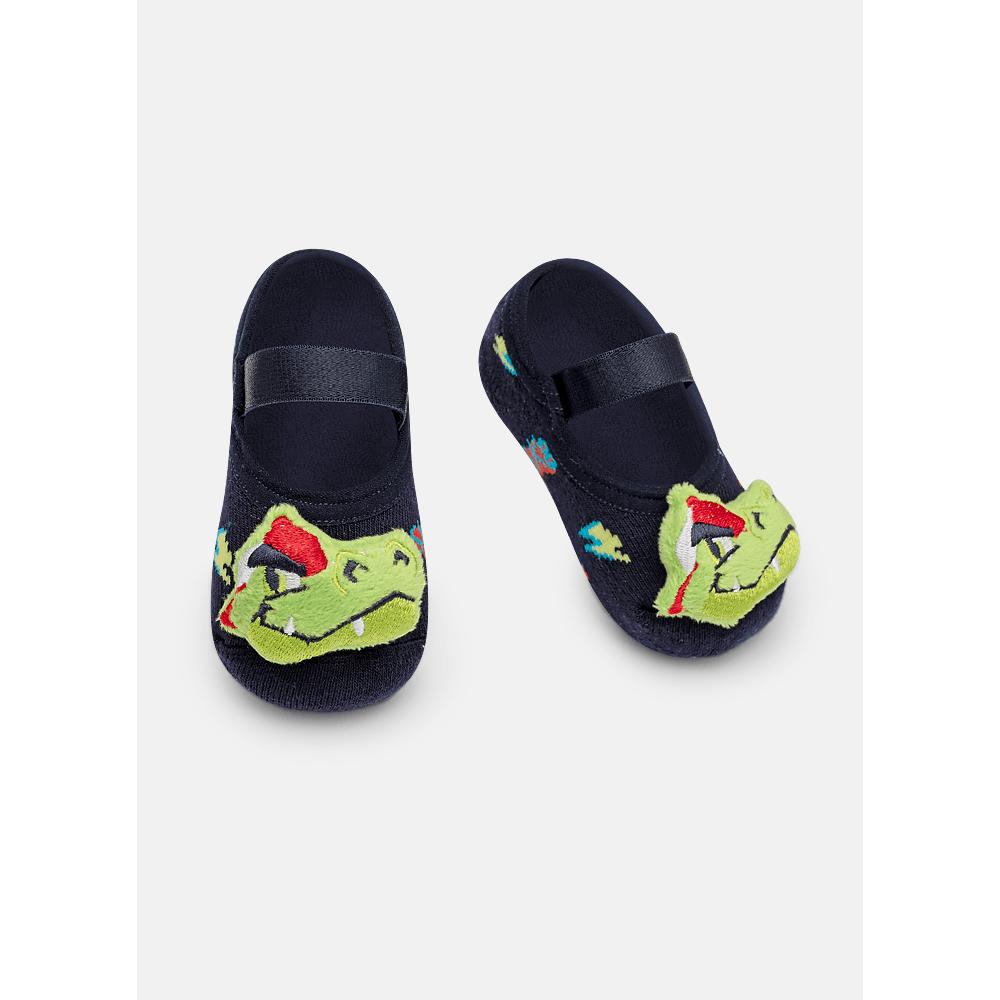 Meia Sapatilha Antiderrapante Bebê Menino Dinossauro Skate com LED - 1