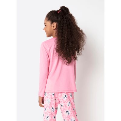 Pijama Manga Longa Menina Teen Gata Romântica