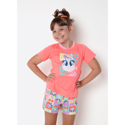 Pijama Manga Curta Menina Unicórnio Cherry