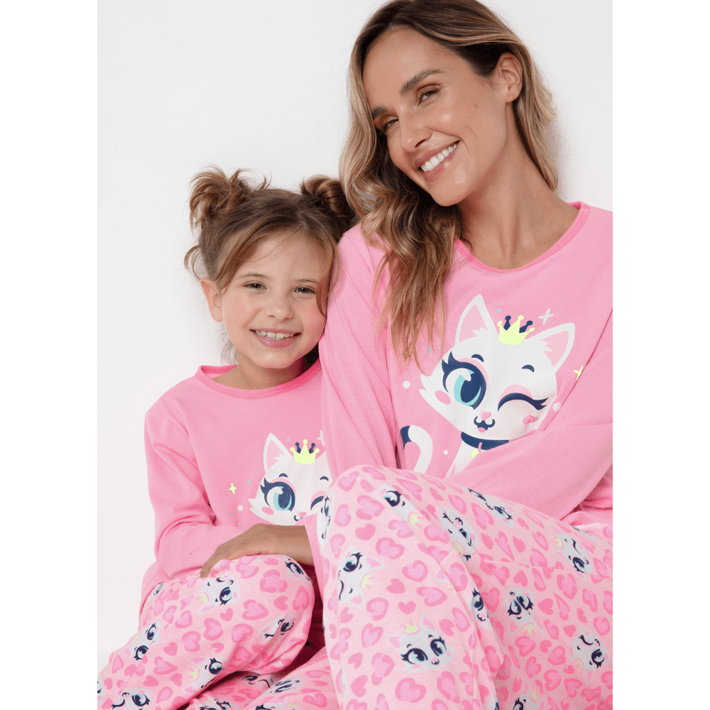 Pijama Manga Longa Feminino Gata Romântica - 3