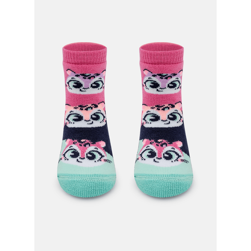 Meia Soquete Com Sola Emborrachada Bebê Menina Onça - 1