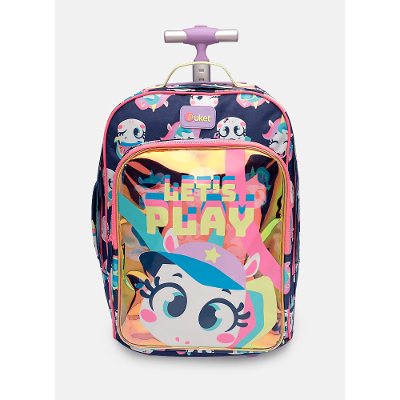 Mochila com Rodinha Grande Unicórnio Tênis