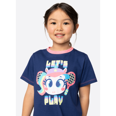 Camisola Manga Curta Algodão Menina Unicórnio Tênis