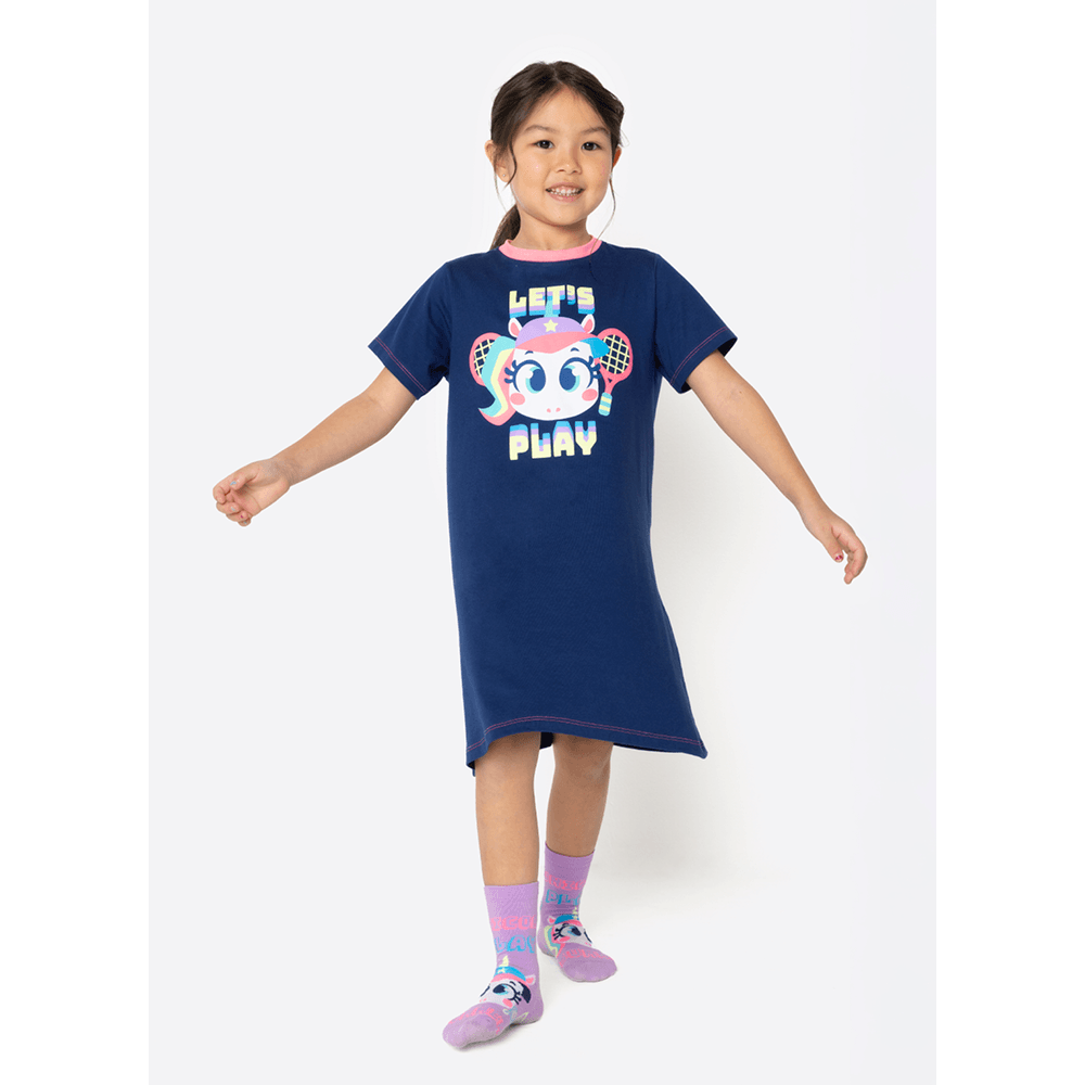 Camisola Manga Curta Algodão Menina Unicórnio Tênis - 2