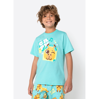 Pijama Manga Curta Algodão Menino Teen Capivara Vibes