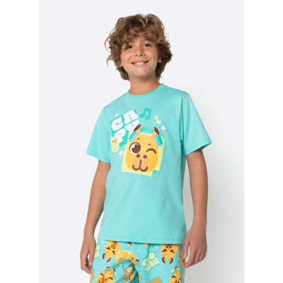 Pijama Manga Curta Algodão Menino Teen Capivara Vibes