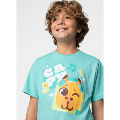 Pijama Manga Curta Algodão Menino Teen Capivara Vibes