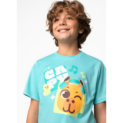 Pijama Manga Curta Algodão Menino Teen Capy Bora