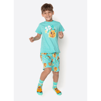 Pijama Manga Curta Algodão Menino Capivara Vibes