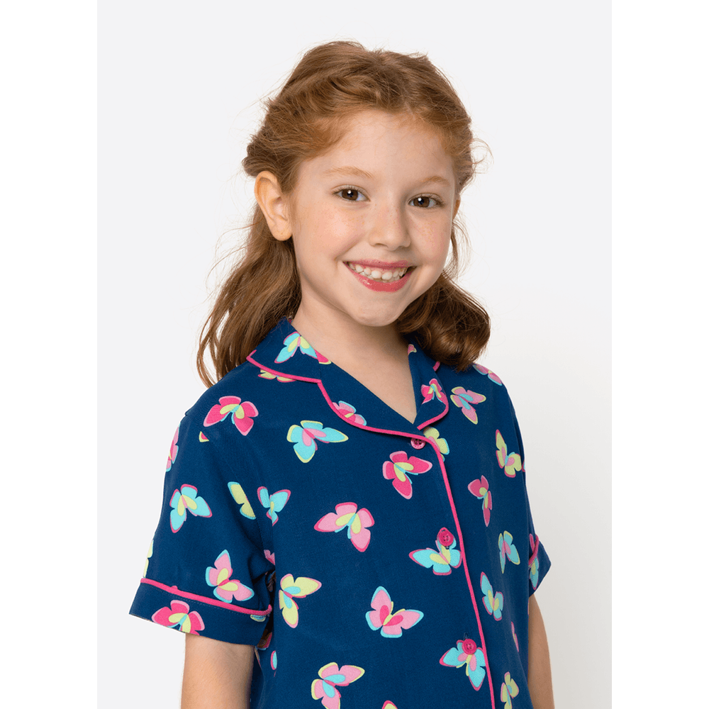 Pijama Manga Curta Viscose Menina Borboletas - 2