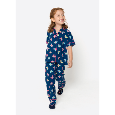 Pijama Manga Curta Viscose Menina Borboletas