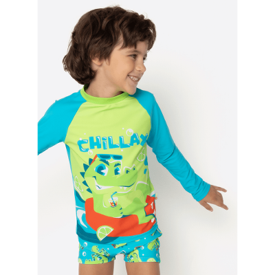 Camiseta Com Proteção Solar Menino Jacaré Relax