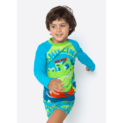 Conjunto Camiseta e Sunga Bebê Menino Jacaré Relax