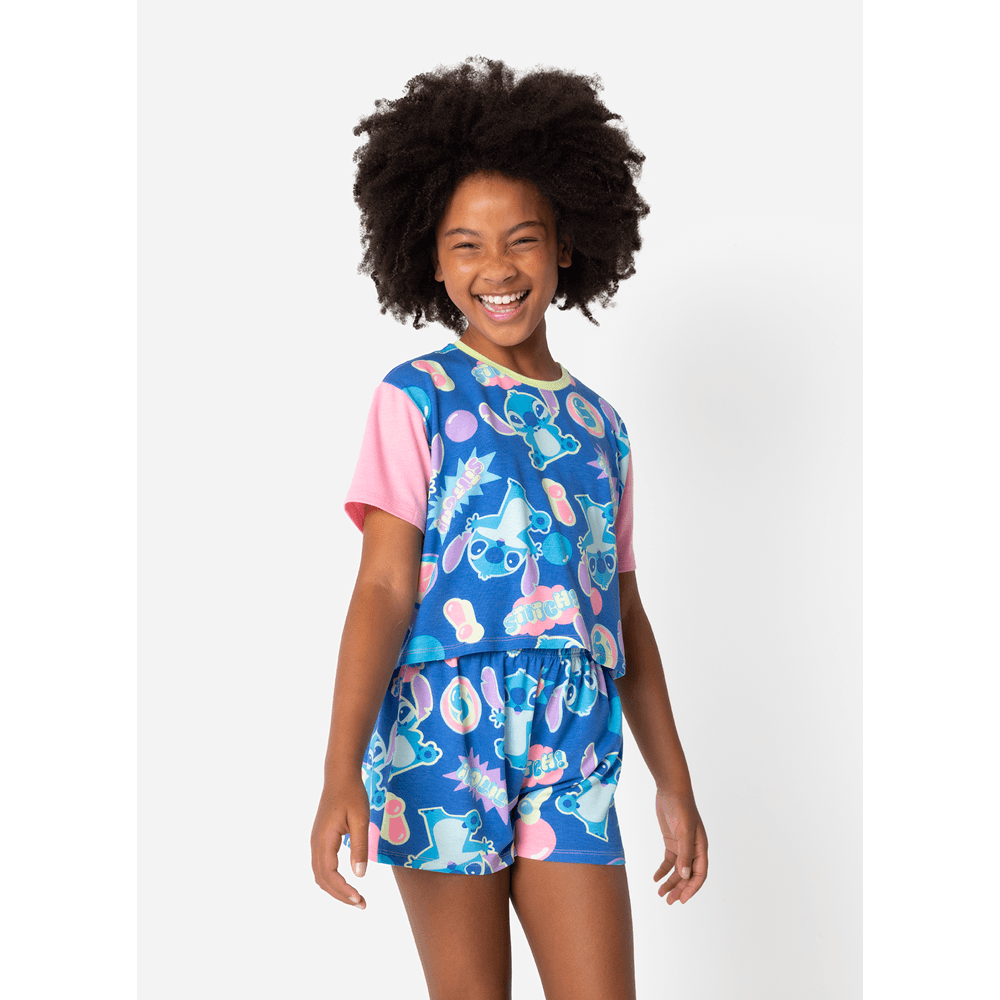 Pijama Manga Curta Viscolycra Menina Teen Stitch - 1