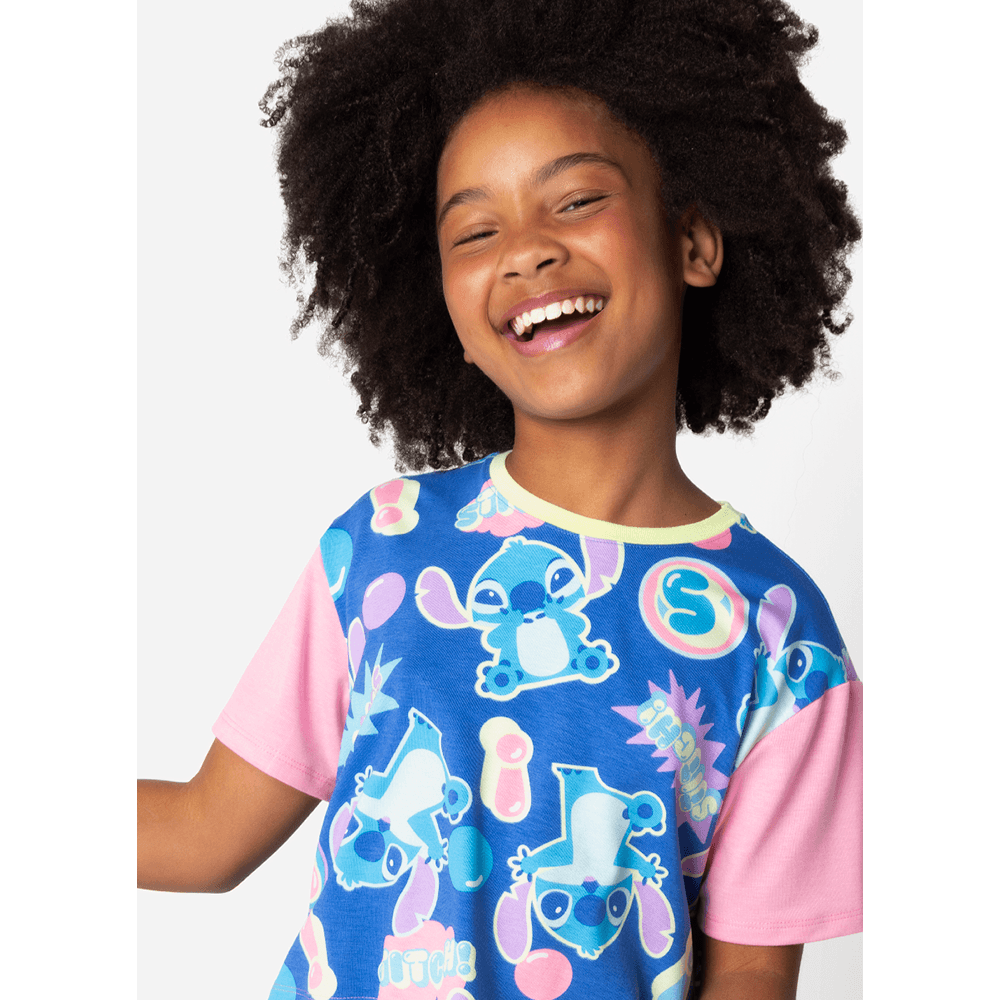 Pijama Manga Curta Viscolycra Menina Teen Stitch - 2