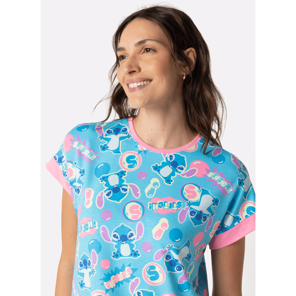 Camisola Manga Curta Viscolycra Feminina Stitch - 2