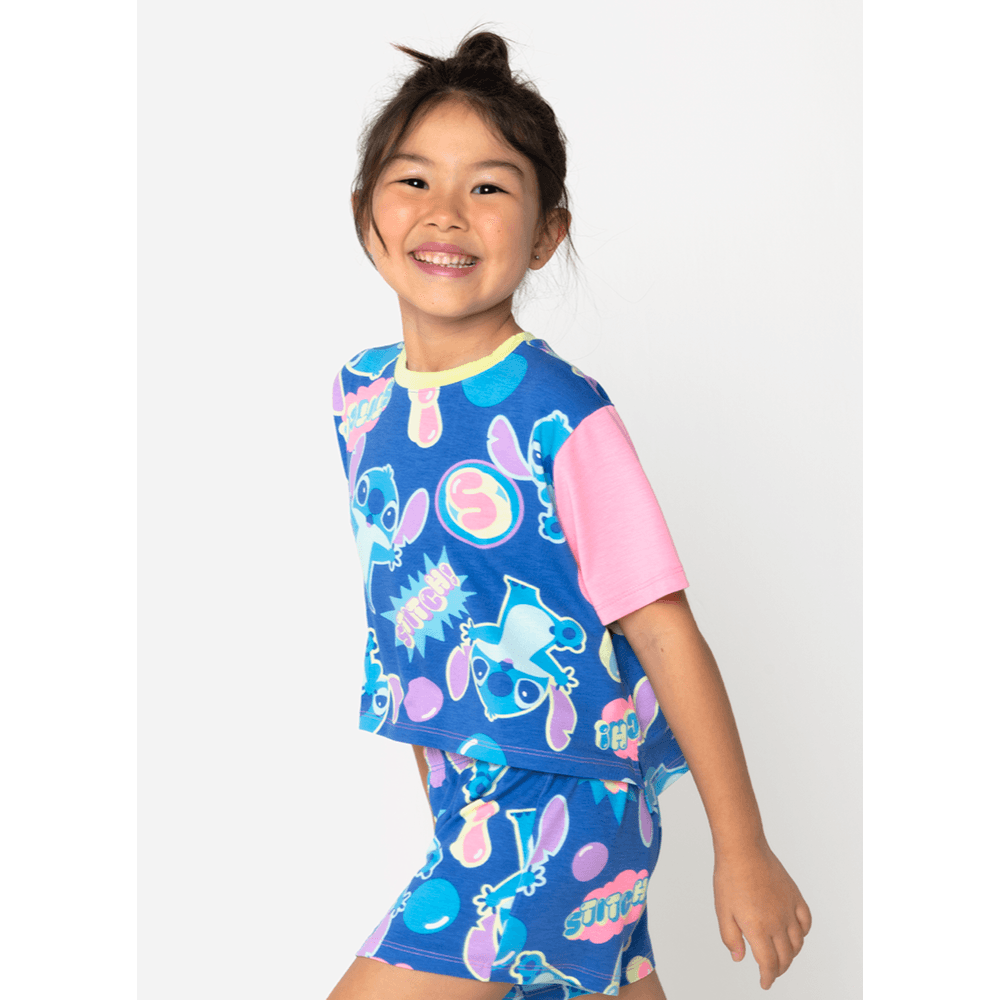Pijama Manga Curta Viscolycra Menina Stitch - 1