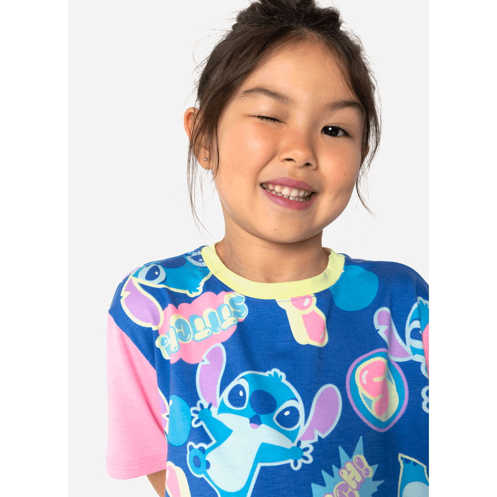 Pijama Manga Curta Viscolycra Menina Stitch - 2