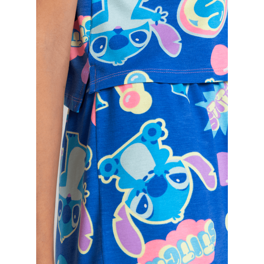 Pijama Manga Curta Viscolycra Feminino Stitch - 3
