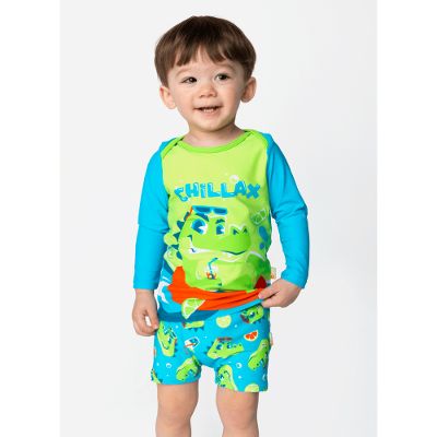 Camiseta Manga Longa com Proteção Solar Bebê Menino Jacaré Relax