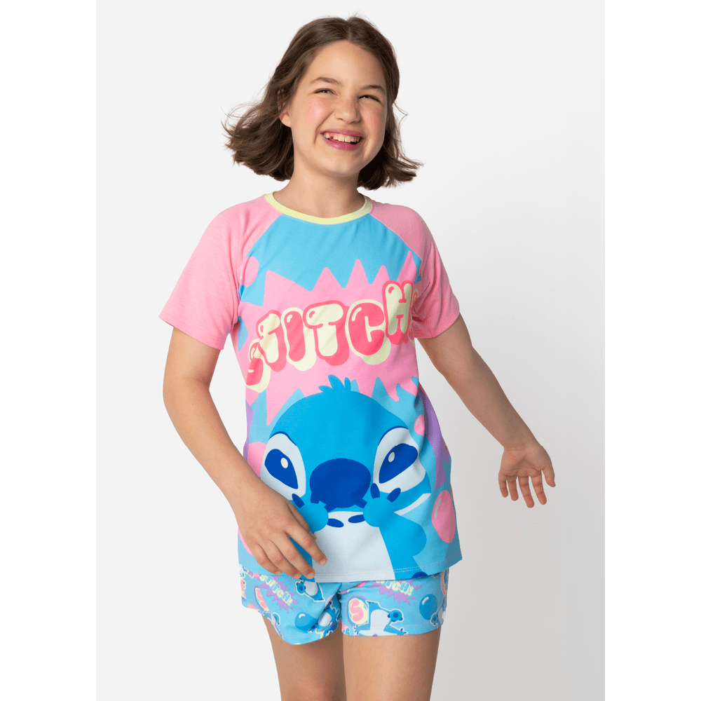 Pijama Manga Curta Viscolycra Menina Teen Stitch - 2