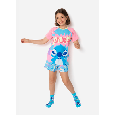 Pijama Manga Curta Viscolycra Menina Teen Stitch