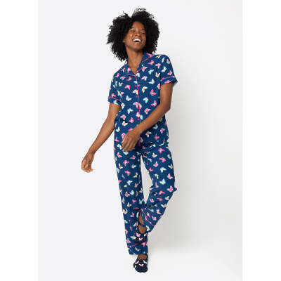 Pijama Manga Curta Viscose Feminino Borboletas