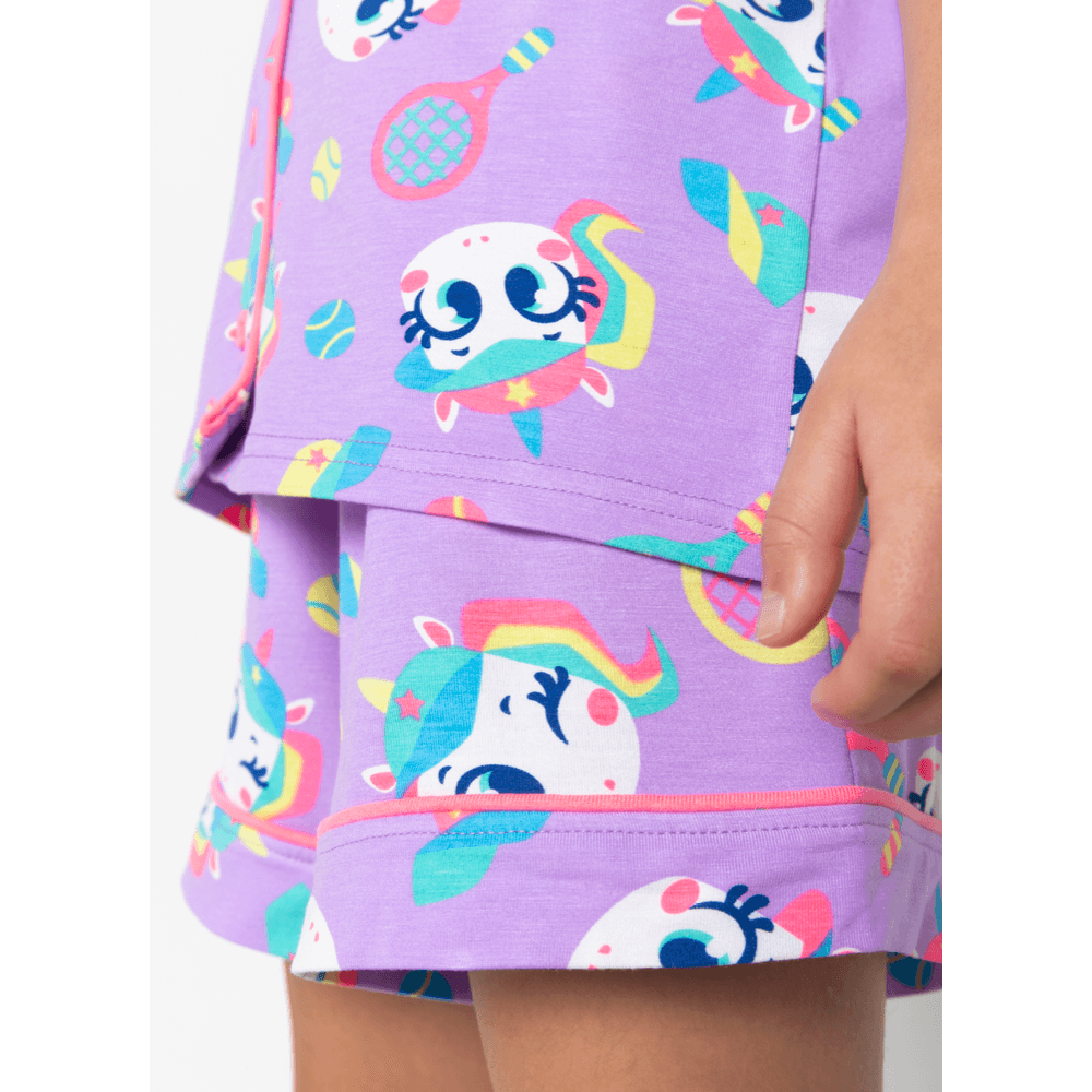 Pijama Manga Curta Viscose Menina Unicórnio Tênis - 3