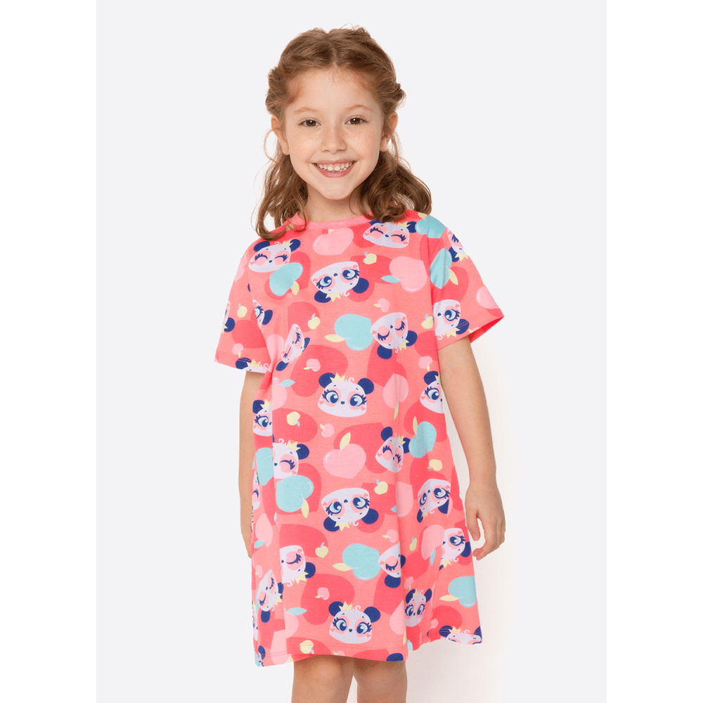 Pijama Manga Curta Algodão Menina Panda Romântico - 3