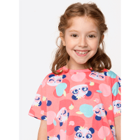 Pijama Manga Curta Algodão Menina Panda Romântico - 2