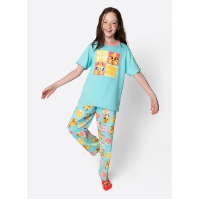 Pijama Manga Curta Algodão Menina Teen Capivara Vibes