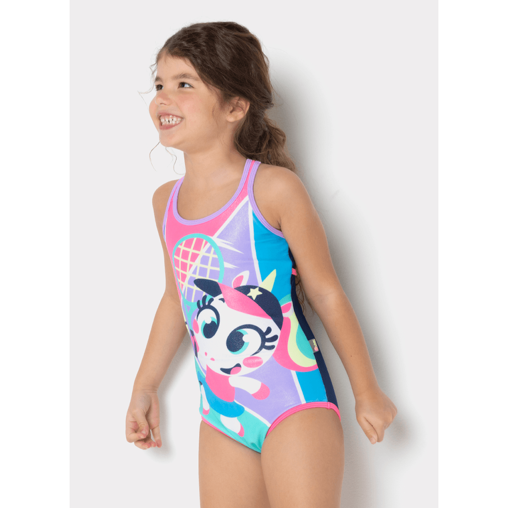 Maio Com Proteção Solar Menina Unicórnio Tênis - 1