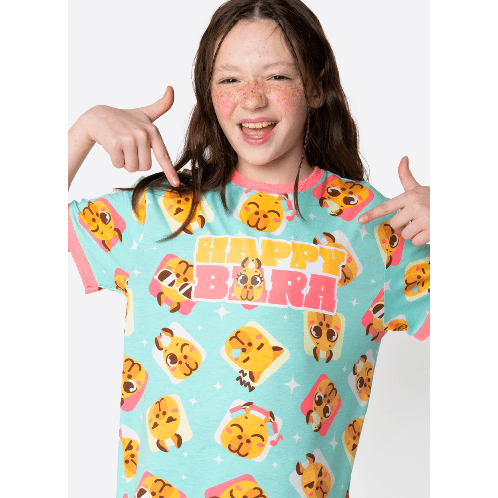 Pijama Manga Curta Viscolycra Menina Teen Capy Bora - 2