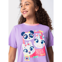 Camisola Manga Curta Algodão Menina Teen Multibichos Best Friend - 2