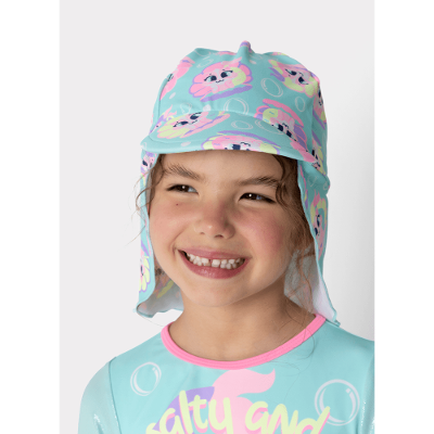 Chapéu com Proteção Solar Menina Gata Sereia
