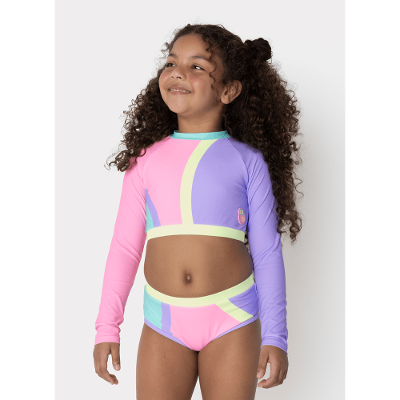 Conjunto Cropped e Calcinha com Proteção Solar Menina Colorfull