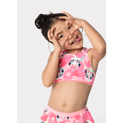 Biquini Menina Panda Romântico com Aplique