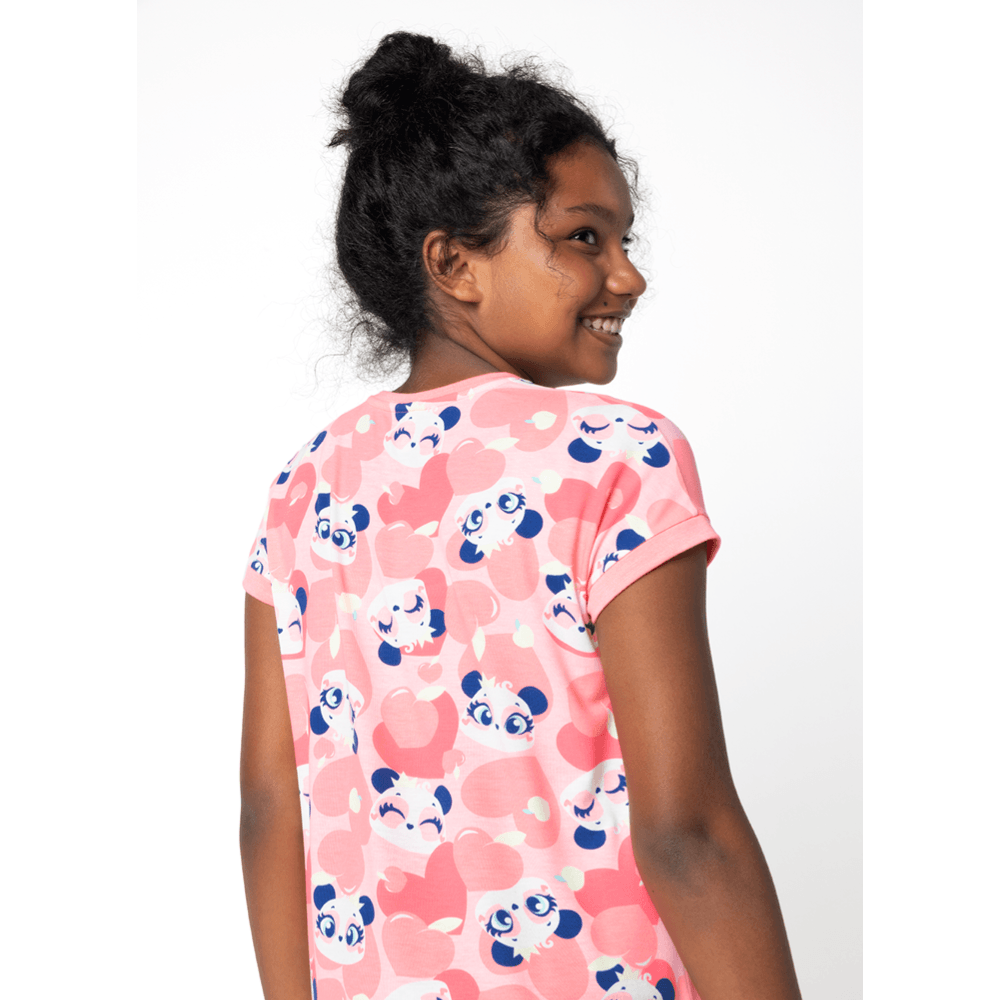 Camisola Manga Curta Viscolycra Menina Teen Panda Romântico - 3