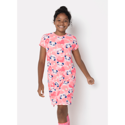 Camisola Manga Curta Viscolycra Menina Teen Panda Romântico