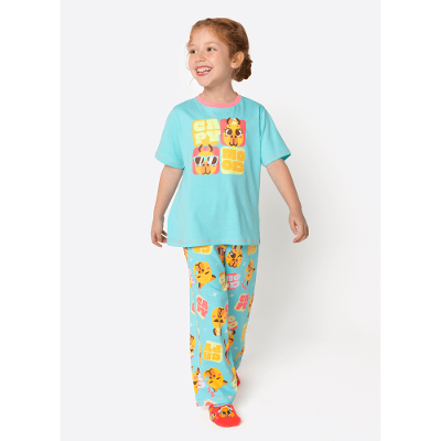 Pijama Manga Curta Algodão Menina Capy Bora