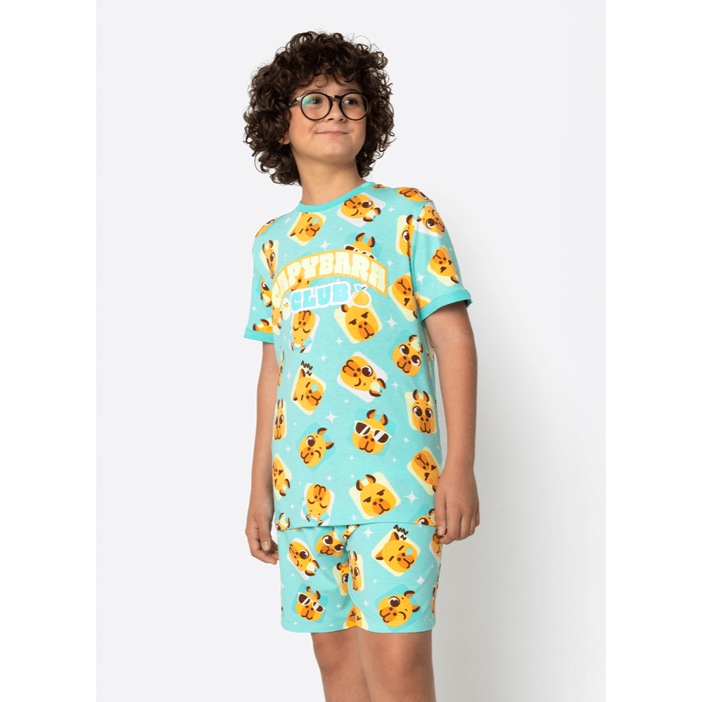Pijama Manga Curta Viscolycra Menino Teen Capy Bora - 1