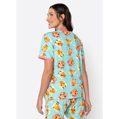 Pijama Manga Curta Viscolycra Feminino Capy Bora