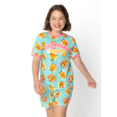 Pijama Manga Curta Viscolycra Menina Teen Capy Bora