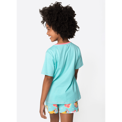 Pijama Manga Curta Algodão Menina Teen Capy Bora